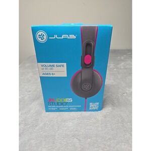 JLab JBuddies Studio 2 On-Ear Kids Wired Headphones, Grey/Pink NEW Sealed